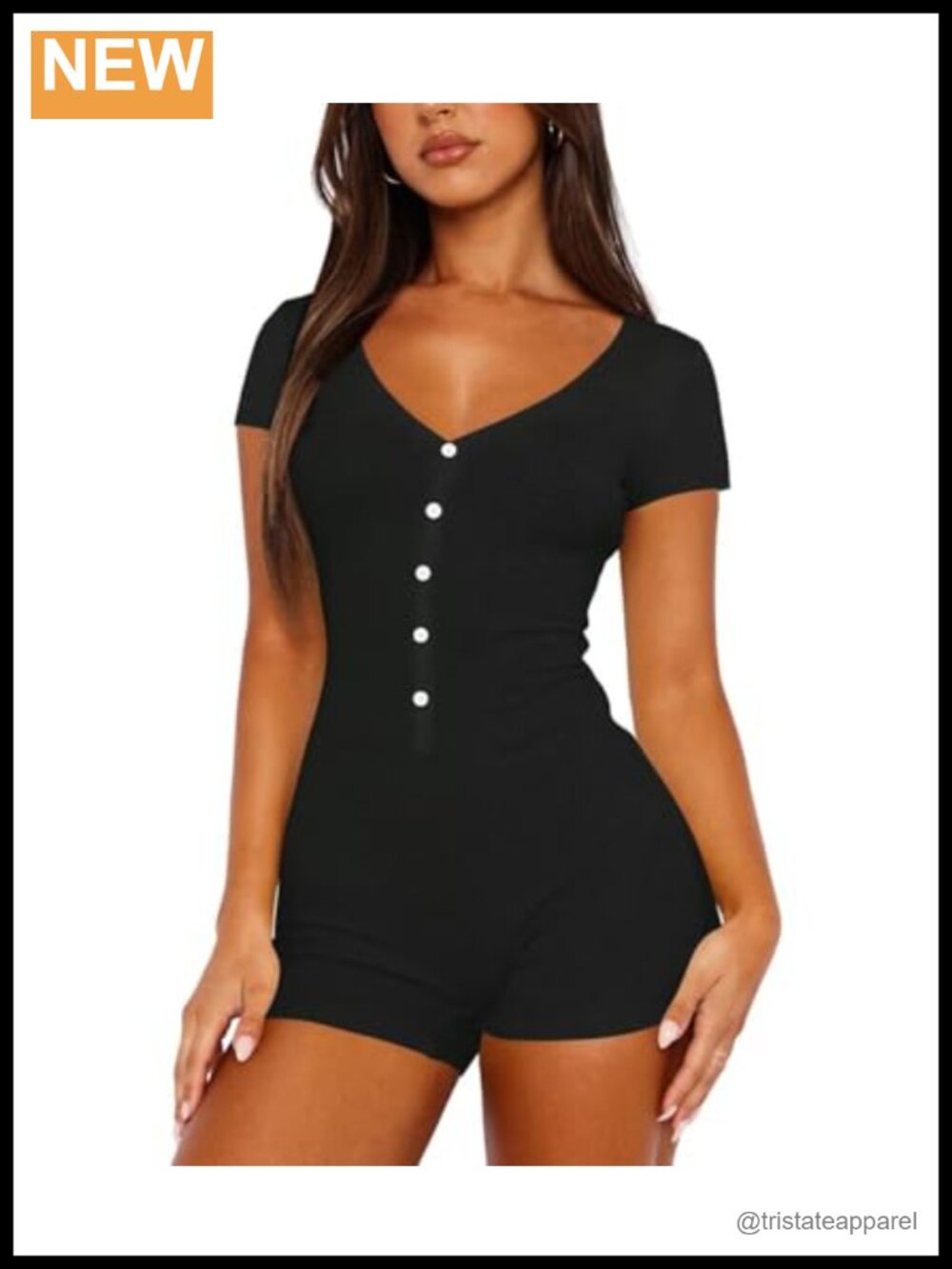Short Sleeve V Neck Romper Casual One Piece Slim Fit Women's Jumpsuit